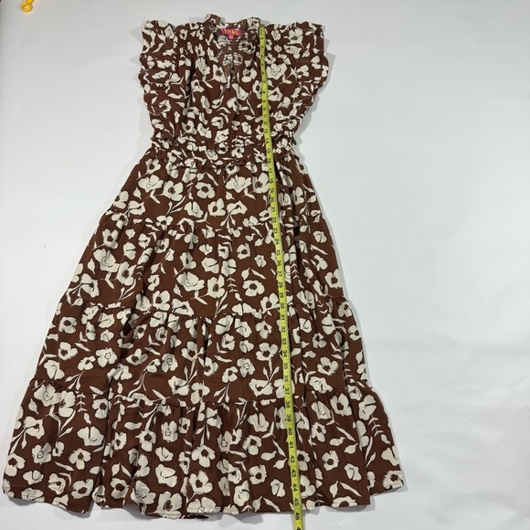 THML Brown Tiered Floral Midi Dress Size Small - Picture 6 of 6
